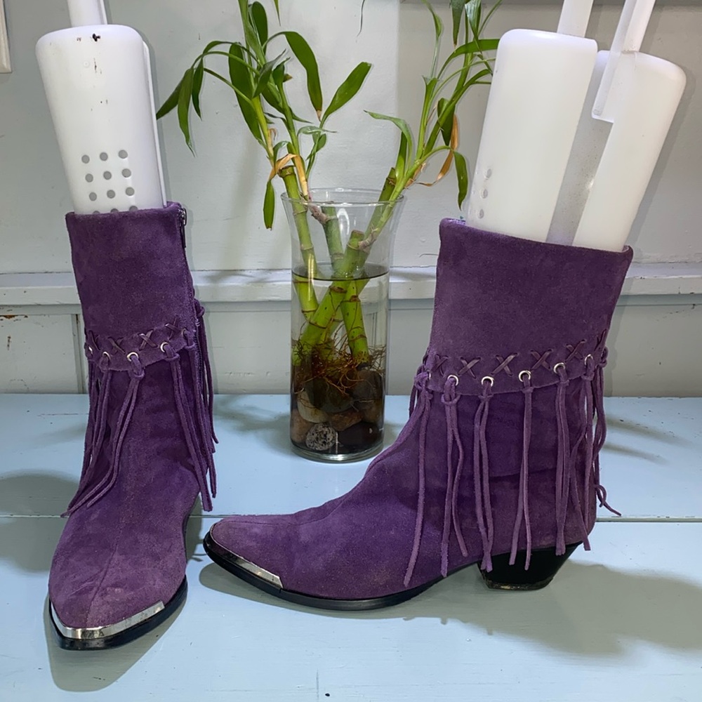 💜🦄-Oak Tree Farms western fringe boots-🦄💜